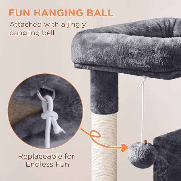 New 54in Cat Tree Light Gray with Tunnel, Hammock, and Scratching Posts - Picture 9 of 9